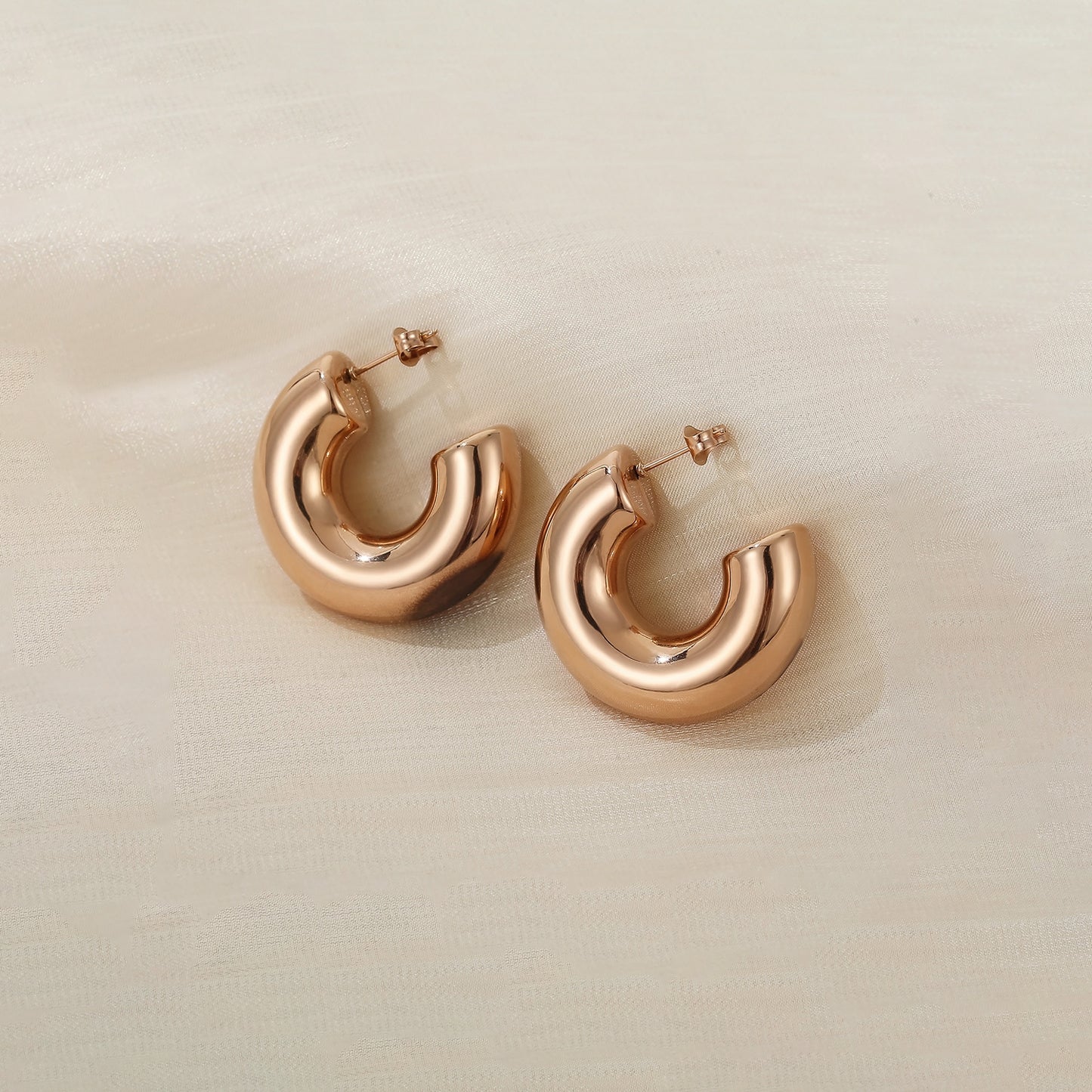Elegant Stainless Steel C-Hoop Earrings