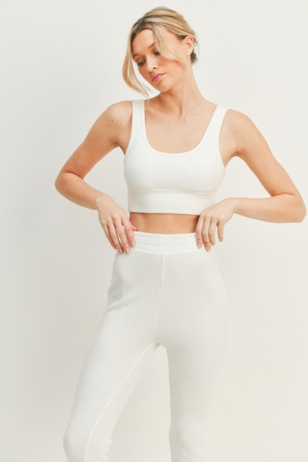 Classy White Color Tank and Pants Set