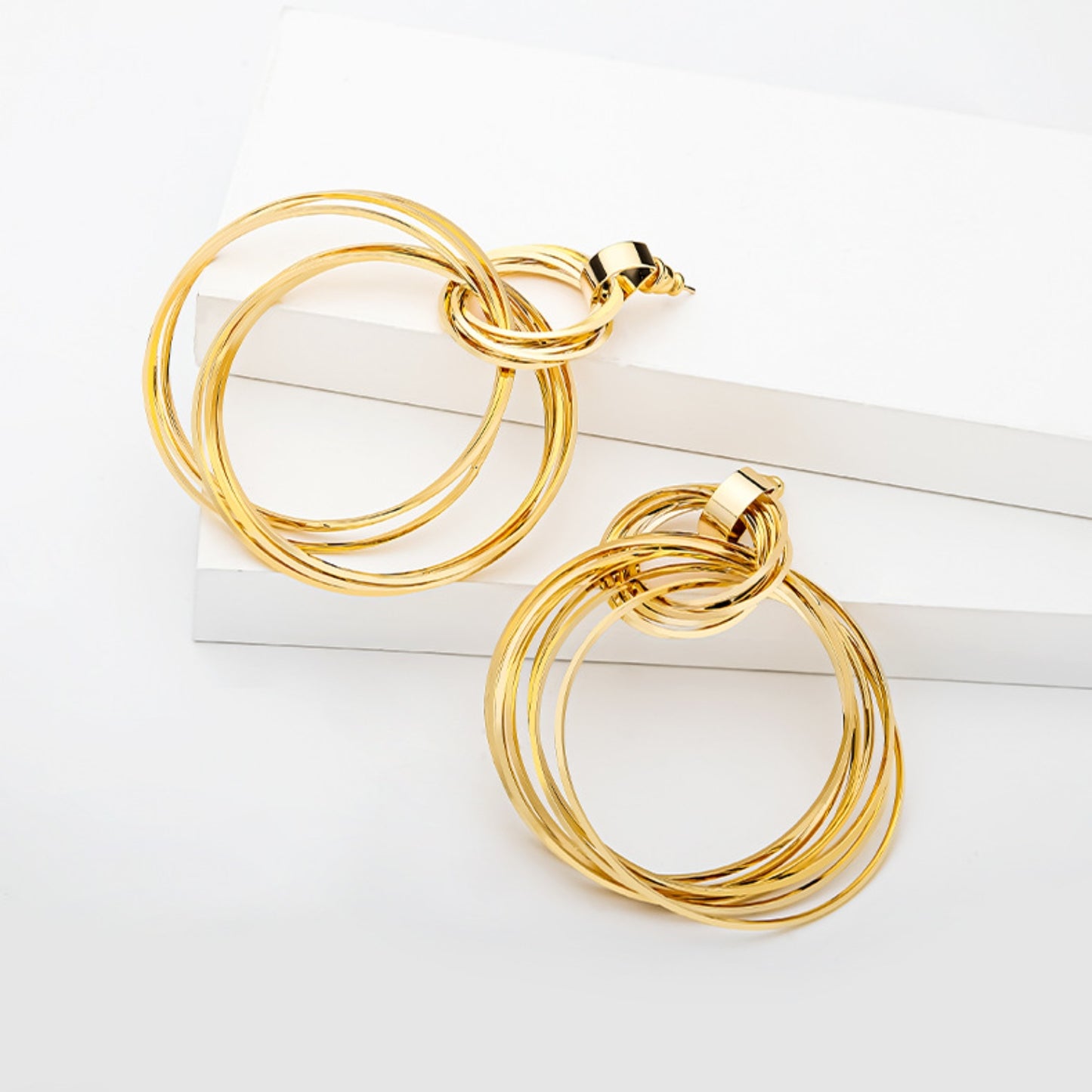 Chic Double-Hoop Earrings in Gold-Plated Copper