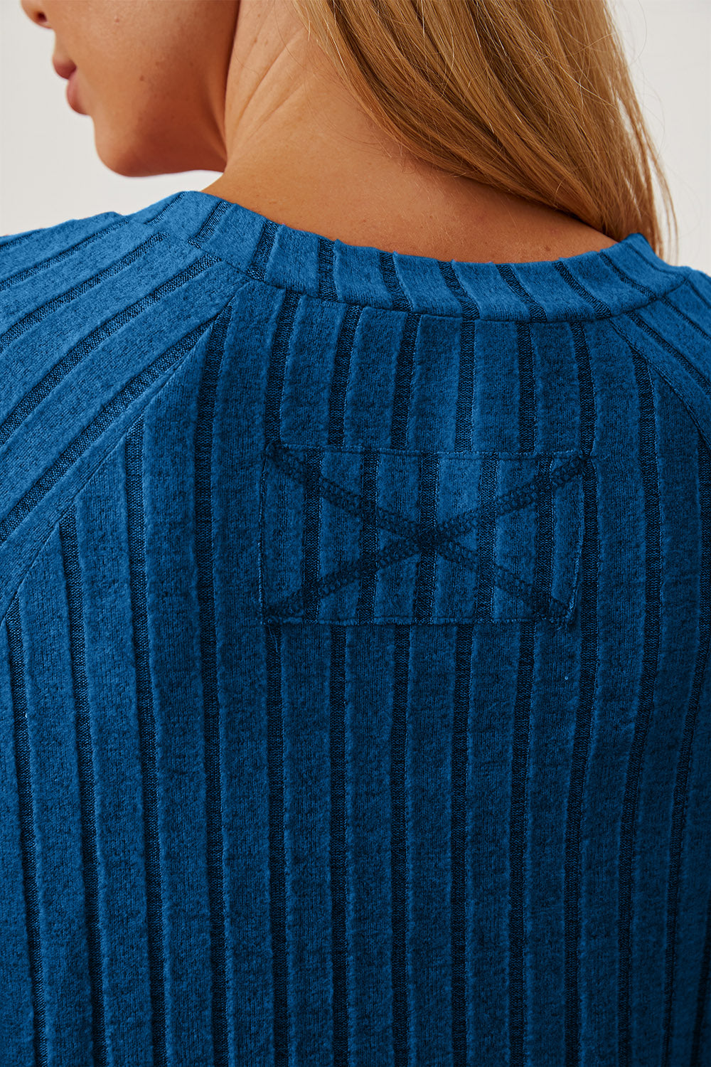 Bold Blue Full Size Ribbed Thumbhole Sleeve T-Shirt For Women