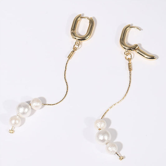 Elegant Gold-Plated Pearl Bar Earrings