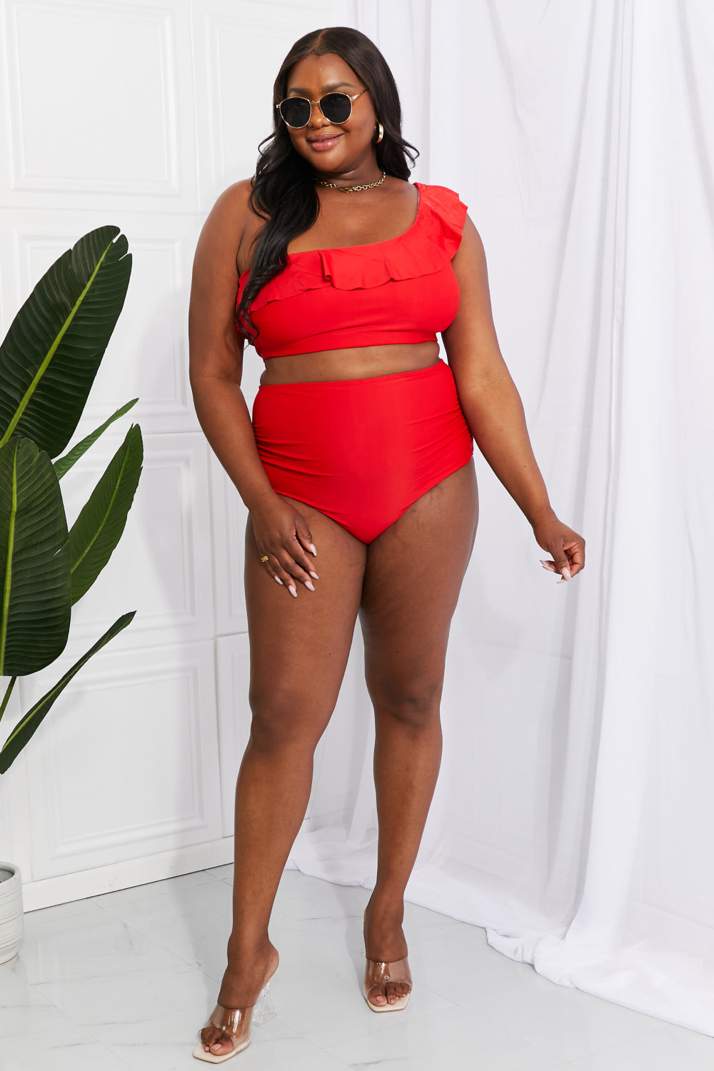 West Swim red bikini with one-shoulder design