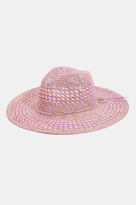 Stylish Checkered Straw Weave Sun Hat