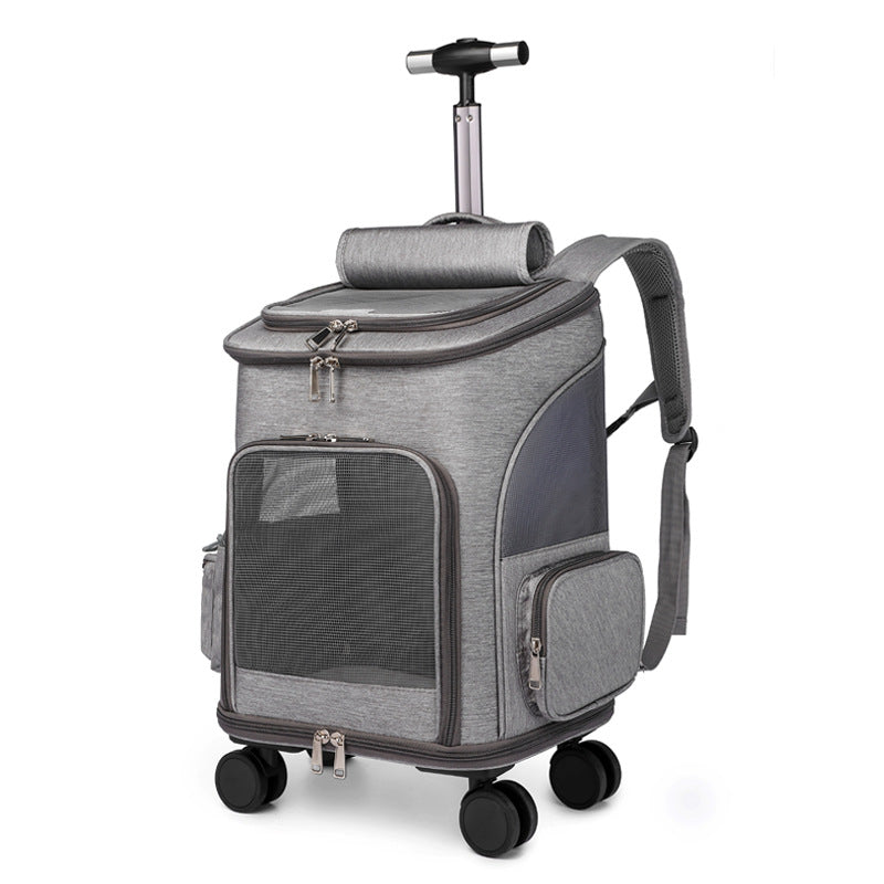 Folding Trolley Pet Backpack: Perfect for Traveling Cats