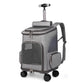 Portable Pet Backpack with Folding Trolley for Cat Travel