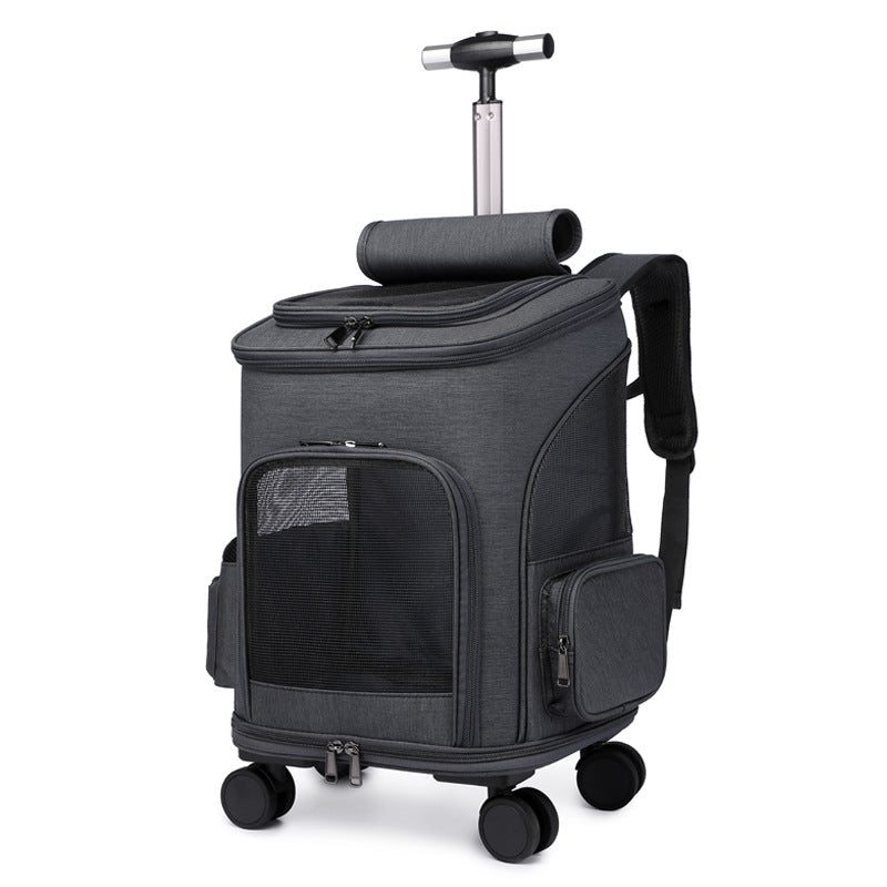 Traveling Cat Backpack with Foldable Trolley for Convenience