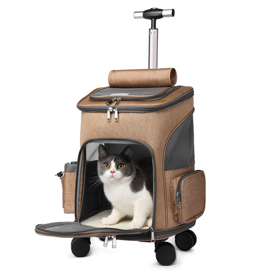 Portable Folding Trolley Pet Backpack Traveling Cat Backpack 