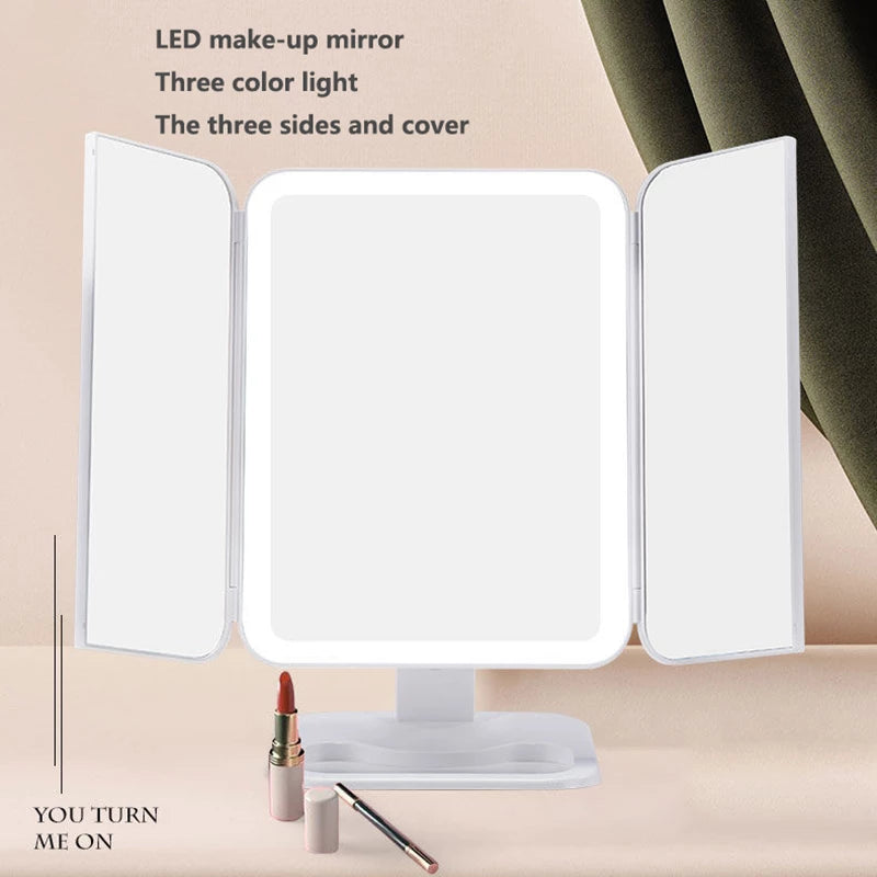 Trifold Makeup Mirror: 68 LED Lights for Perfect Illumination