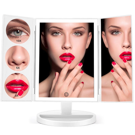 68 LED Light Trifold Makeup Mirror for Enhanced Visibility