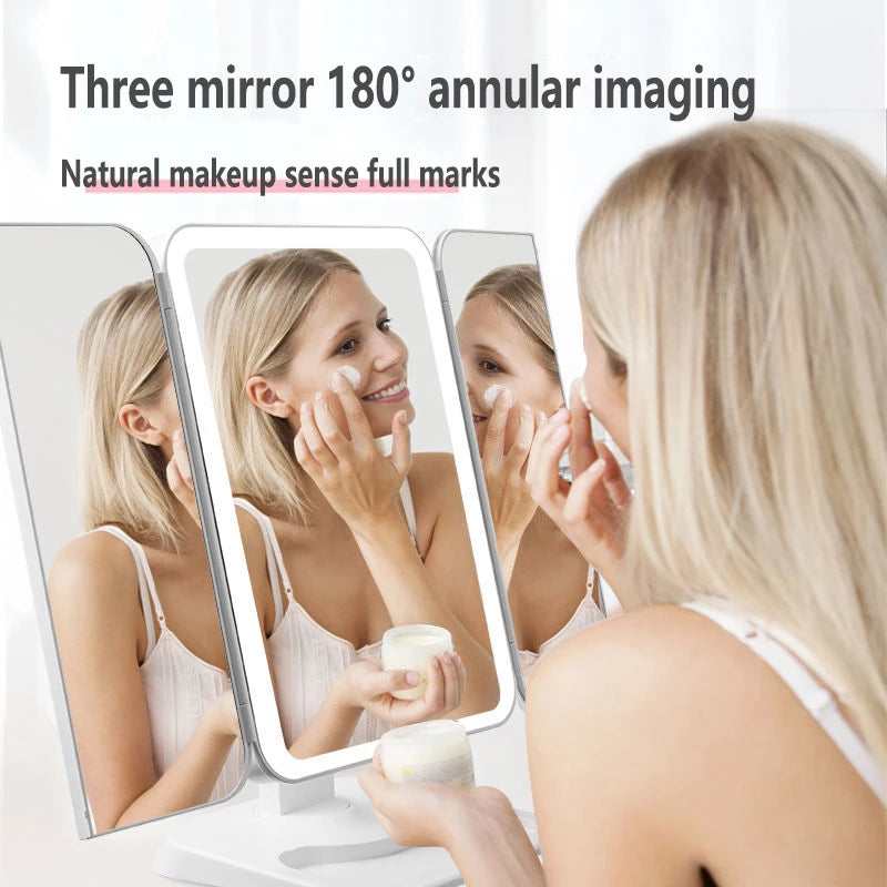 Illuminate Your Vanity with the Trifold Makeup Mirror Featuring 68 LED Lights