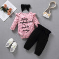 Pink and Black Color  Love Long-Sleeved Trousers For Children