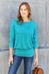 Blue Color  Full Size Round Neck Batwing Sleeve Blouse