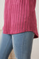 Pink Color  Size Ribbed Thumbhole Sleeve T-Shirt