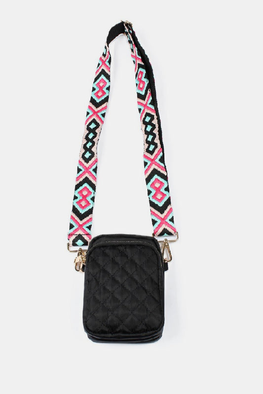 Trendy Tori Quilted Crossbody Sling Bag with Guitar Strap by Zenana