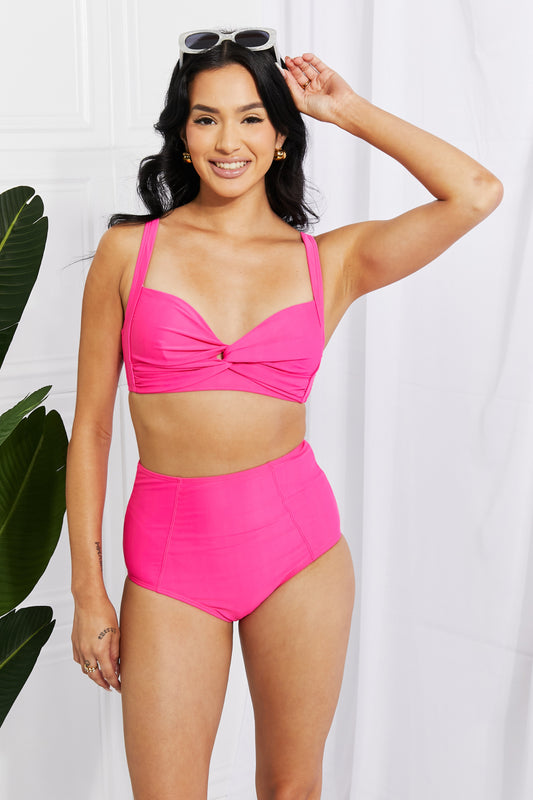 Pink Color  Swim Take A Dip Twist High-Rise Bikini 