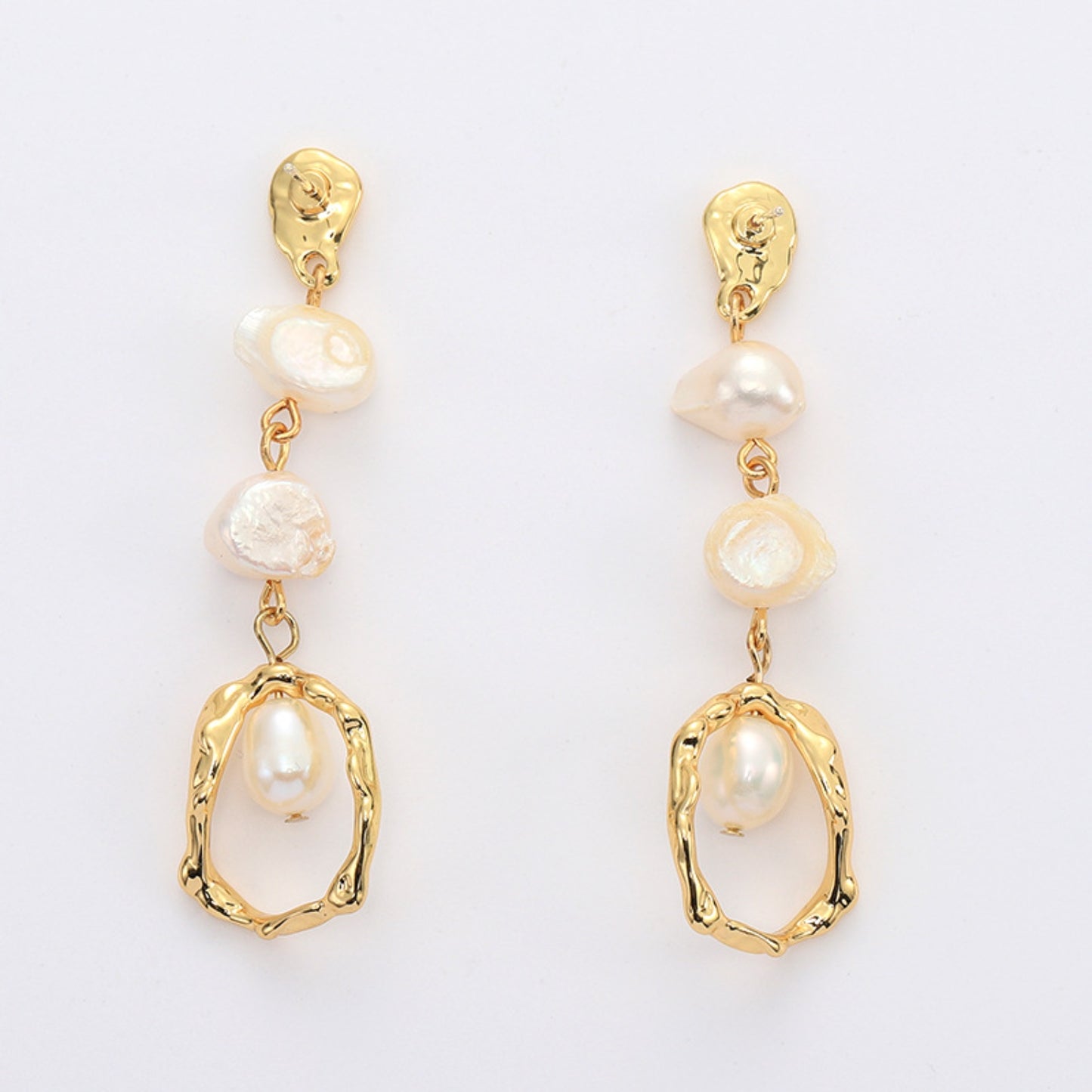 Stylish Gold-Plated Freshwater Pearl Earrings