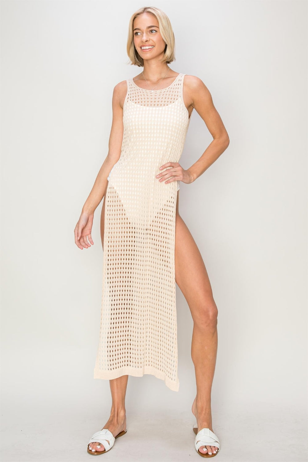 Stylish Crochet Backless Cover Up Dress by HYFVE