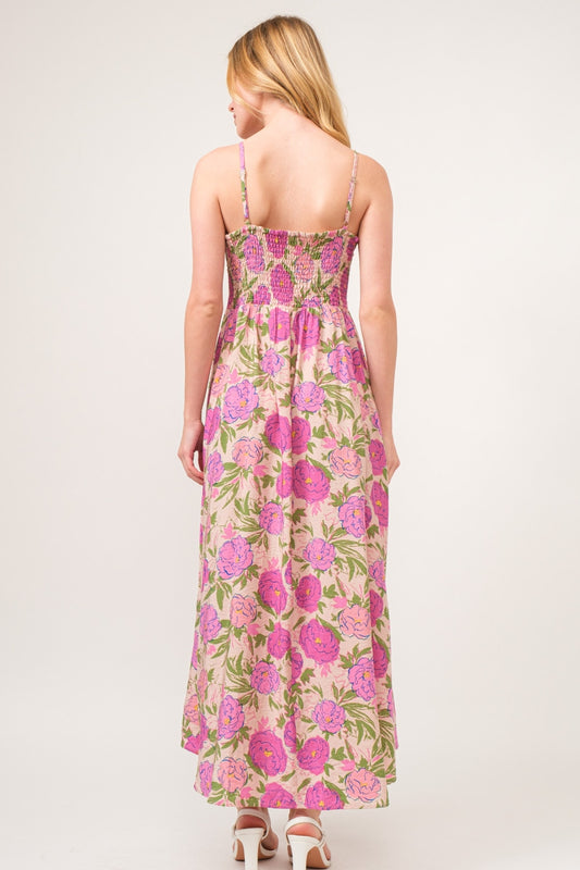 Printed Floral High-Low Hem Cami Dress