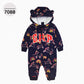 Printed One-piece Zipper Hooded Sweater For Children