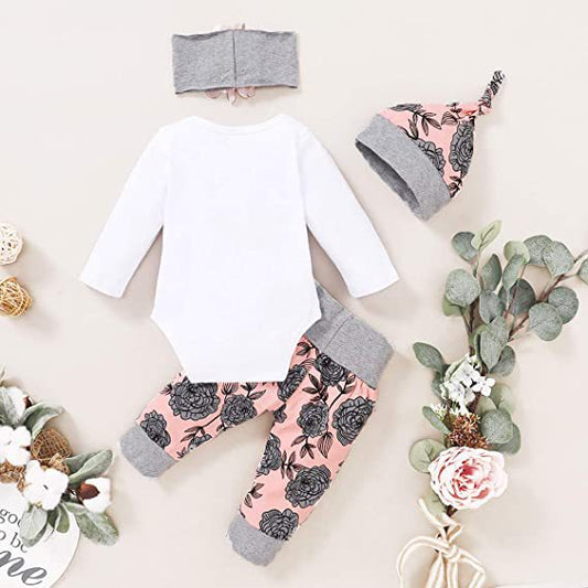 Adorable Newborn Suit Featuring Floral Print Pants
