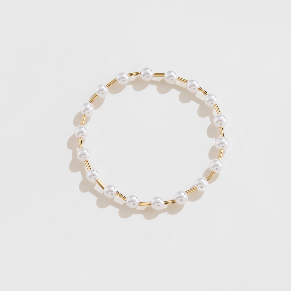 Chic Gold-Plated Pearl Copper Bracelet