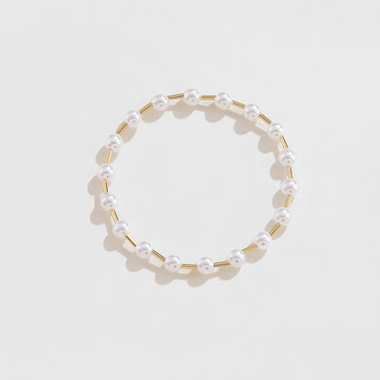 Chic Gold-Plated Pearl Copper Bracelet