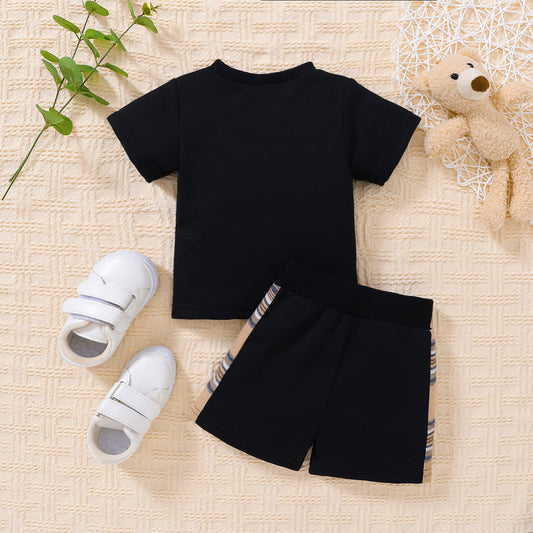 Black Color Round Neck Tee and Short Set