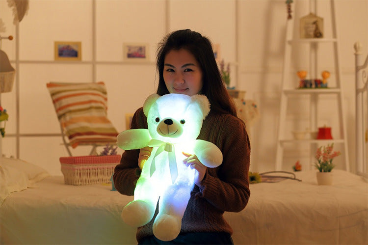 Plain White Color Creative Light Up LED Teddy Bear