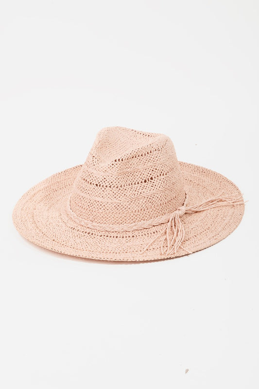 Cream Color Fame Braided Rope Straw Hat