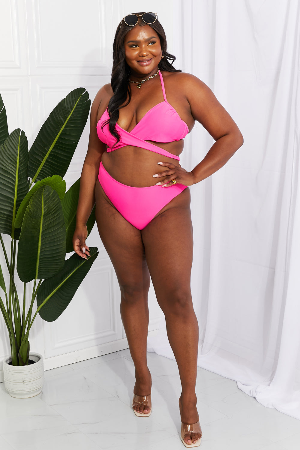 Pink Halter Bikini Set: West Swim Summer Splash Edition