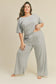 Stylish Grey Color Short Sleeve Cropped Top and Wide Leg Pants Set