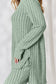 Light Green Color Ribbed High-Low Top and Wide Leg Pants Set Media 11 of 29