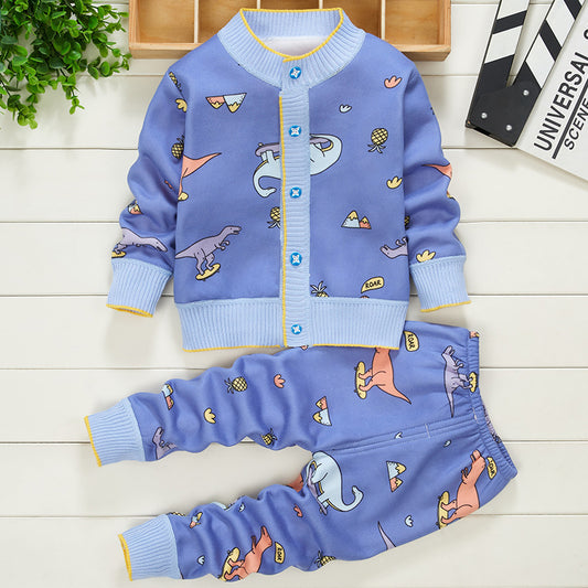 Cartoon-Themed Two-Piece Baby Children's Clothing Ensemble with Cashmere Sweater