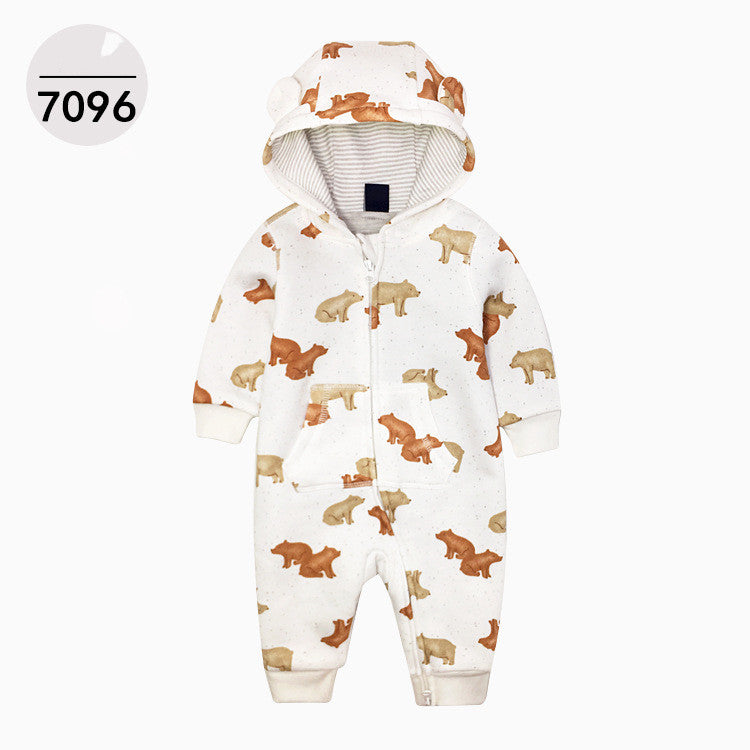 White Color One-piece Zipper Hooded Sweater For Children