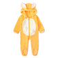 Yellow Color Long-sleeved Rabbit Hooded Padded Jumpsuit