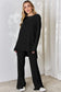 Black Color Bae Full Size Ribbed High-Low Top and Wide Leg Pants Set