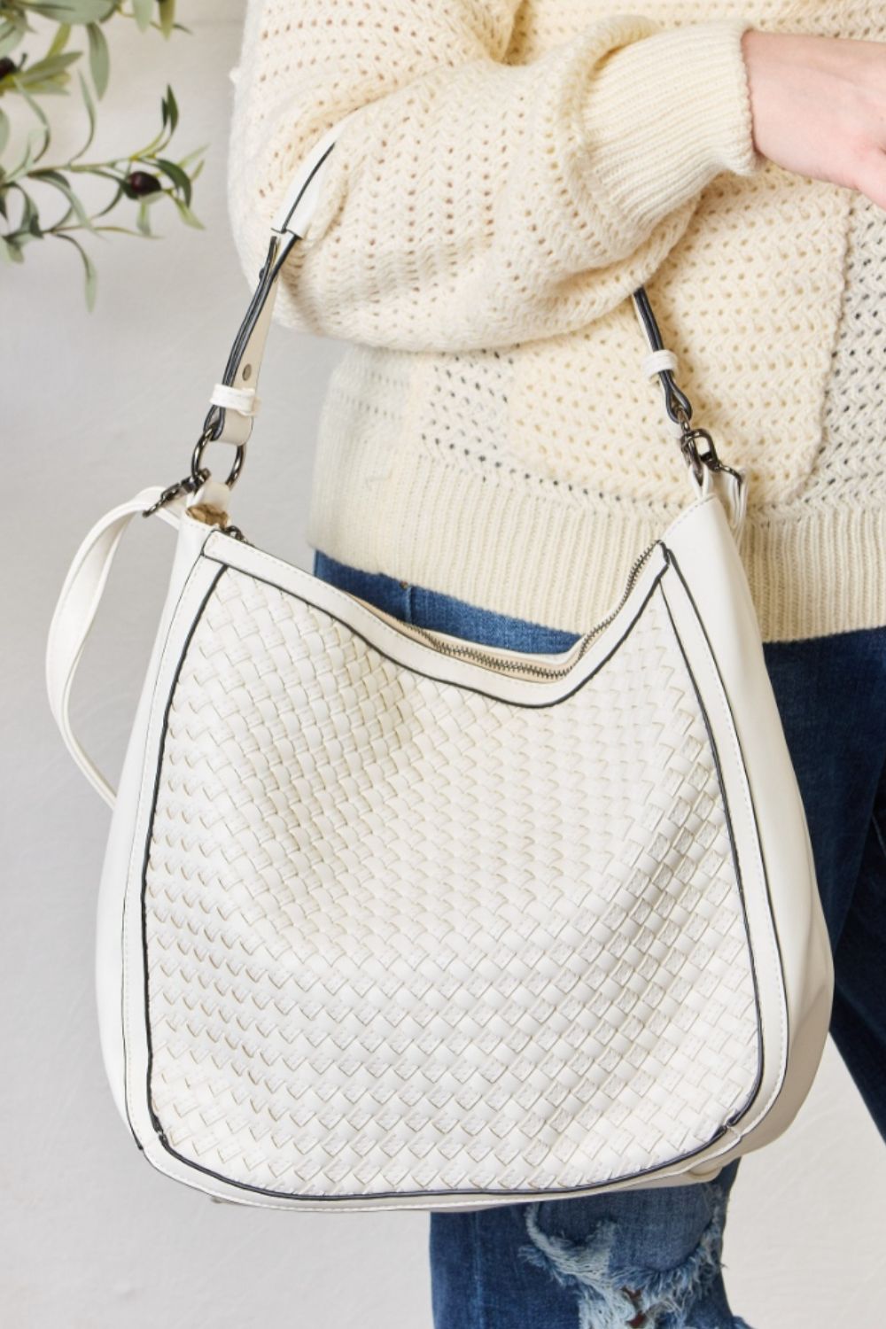 Versatile Weaved Vegan Leather Handbag from SHOMICO