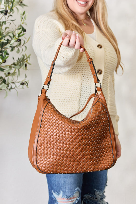 Chic Weaved Vegan Leather Handbag by SHOMICO