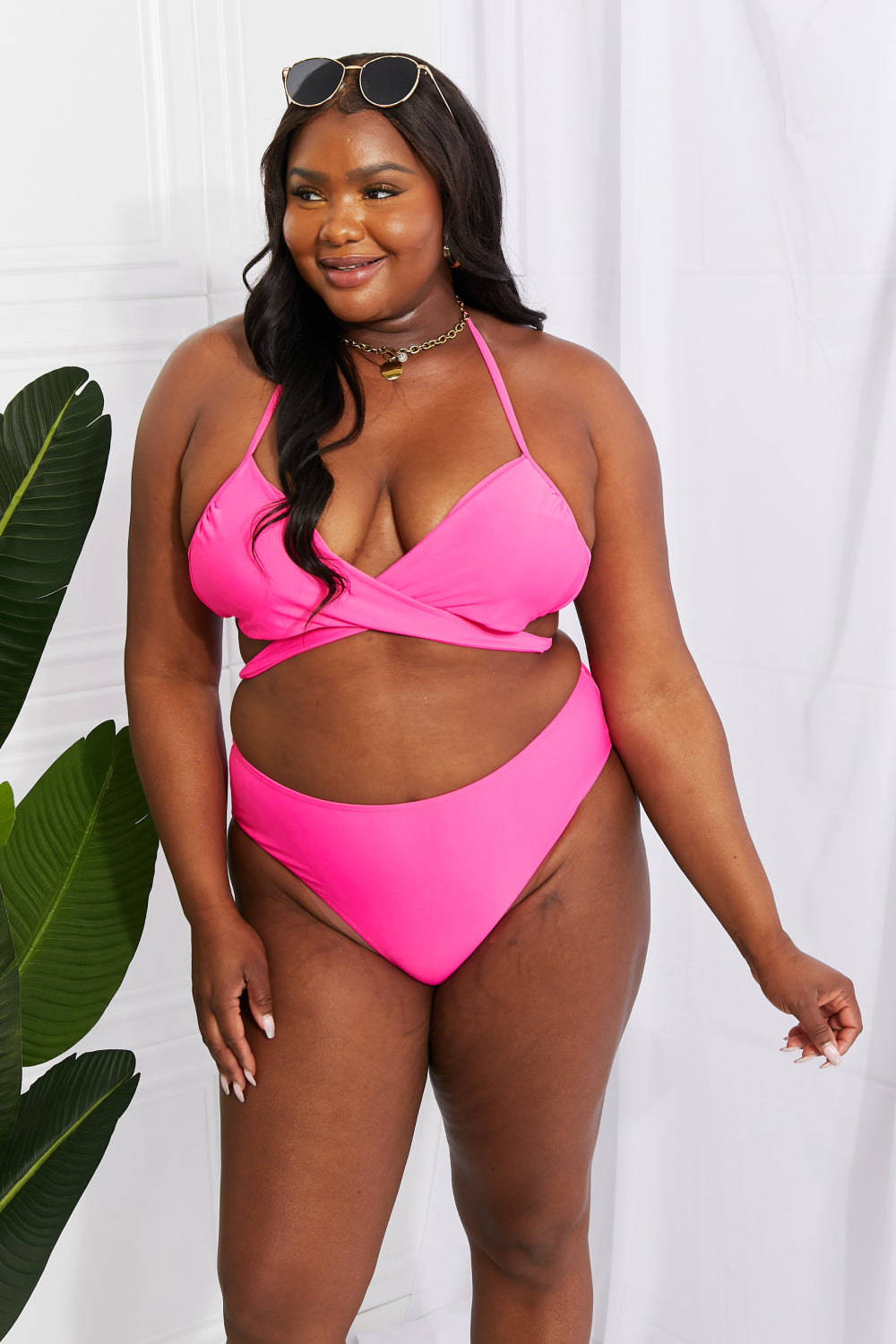 Pink bikini set with halter top from West Swim
