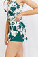 Clear waters swim dress with charming rose and green print