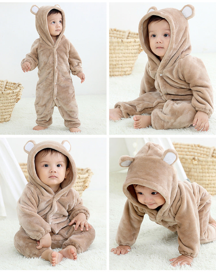 Child Bear Jumpsuit Hooded Single-breasted Romper
