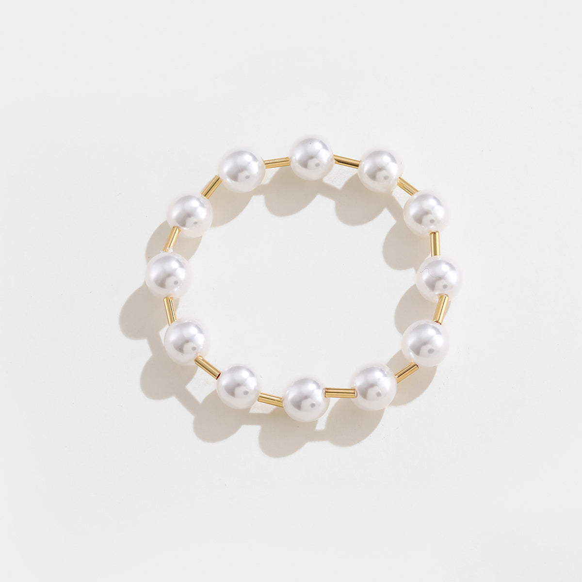 Trendy Gold-Plated Pearl Copper Bracelet