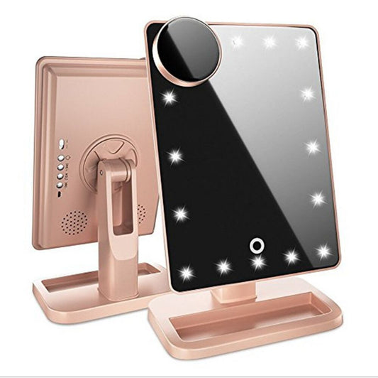 Bluetooth-enabled Touch Screen Makeup Mirror with 20 LED Lights