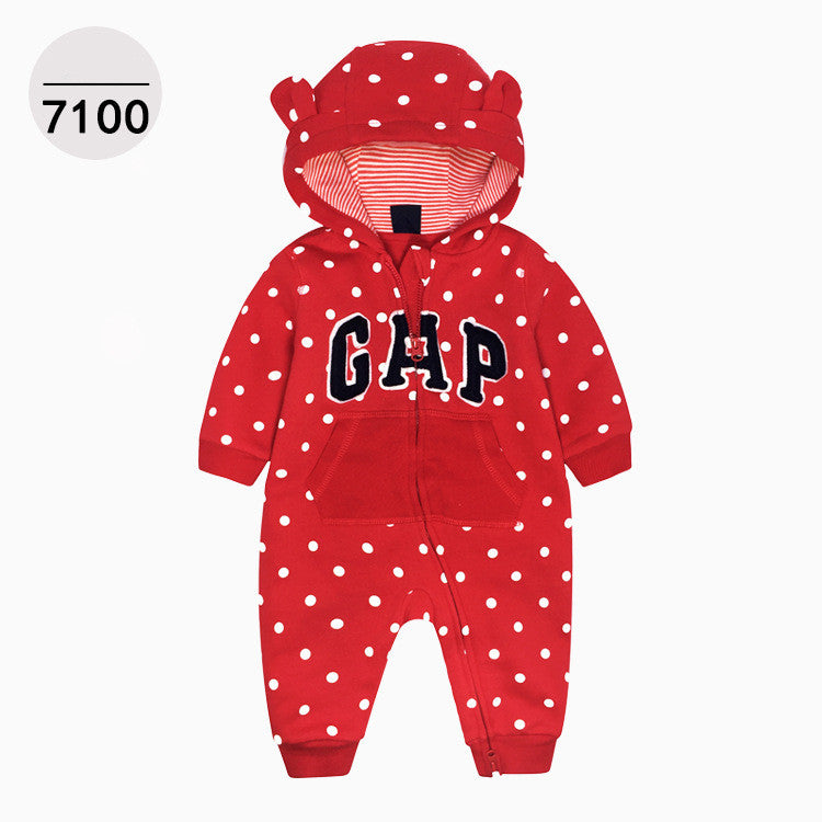 Red Color One-piece Zipper Hooded Sweater For Children