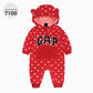 Red Color One-piece Zipper Hooded Sweater For Children