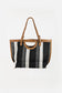 Black & White Color PU Leather Trim Tote Bag