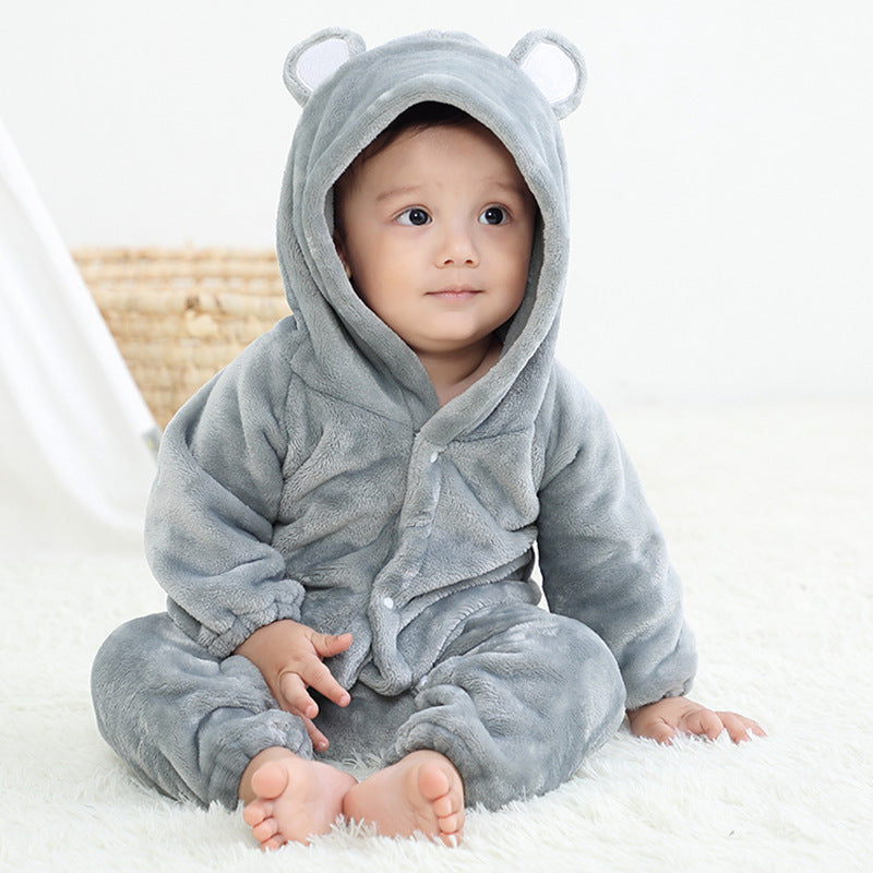 Grey Color Flannel Romper Child Bear Jumpsuit 