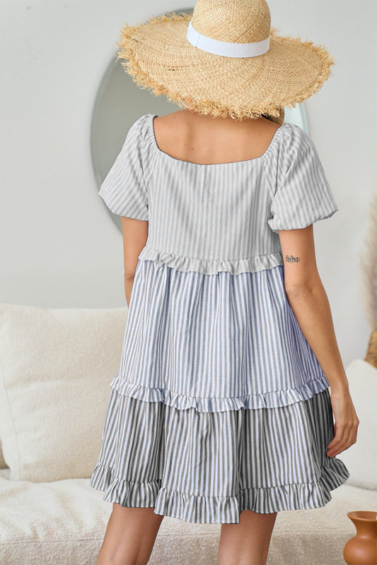 Chic BiBi Striped Ruffle Mini Dress
