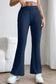 Blue Color Bae Full Size Ribbed High Waist Flare Pants