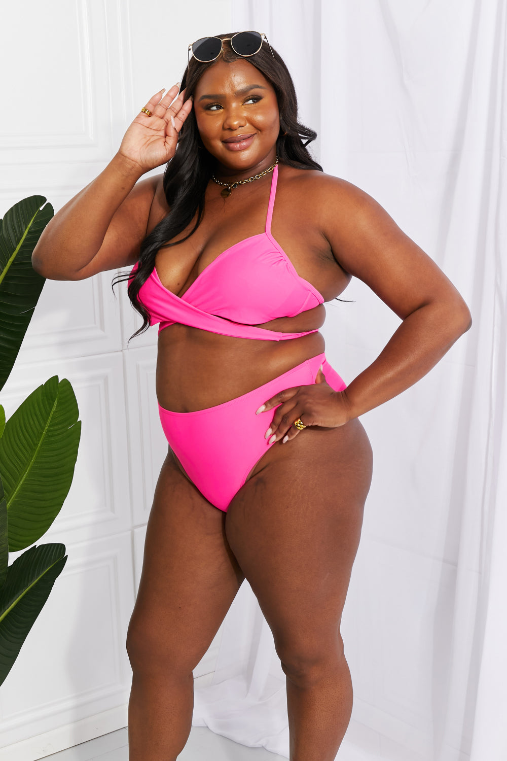Pink Swimwear: Halter Bikini Set by West Swim